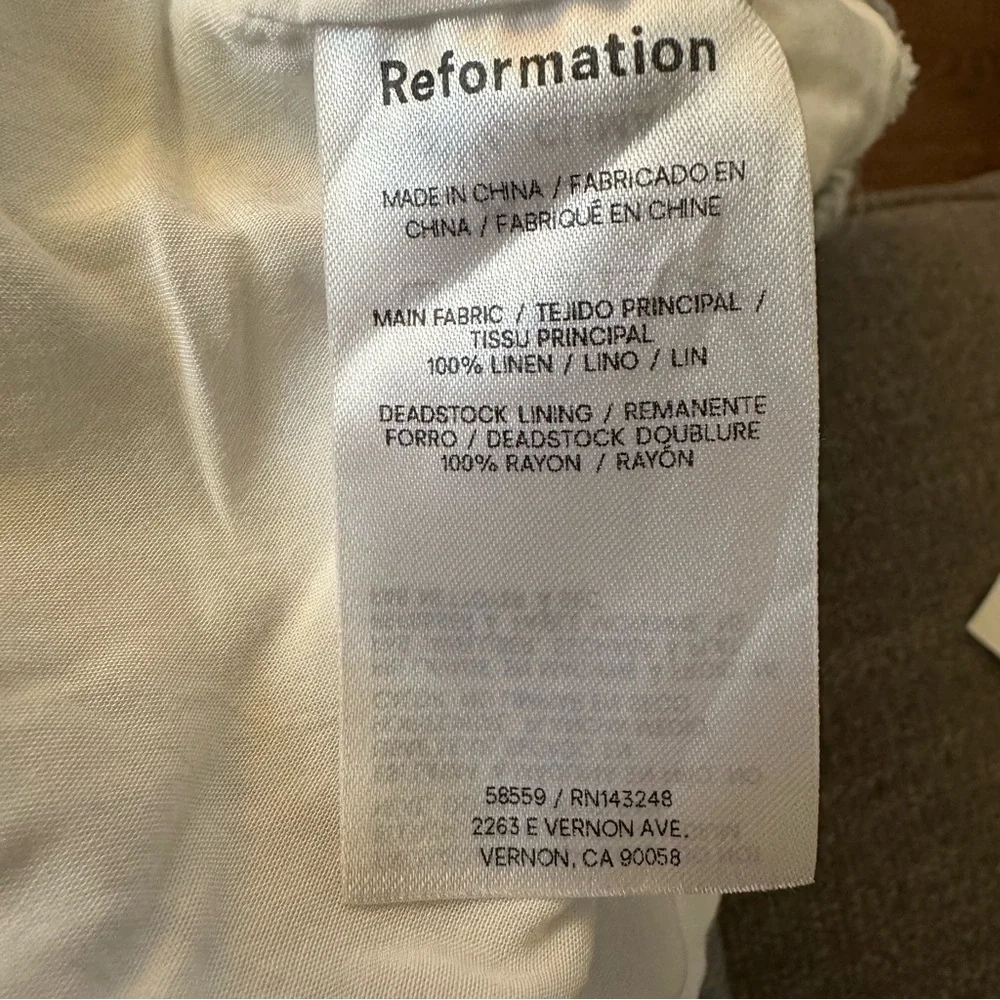 Reformation blue white Puff Sleeve Patterned lined Top square neckline size 0